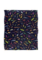 JQ Licensing Fishing Lures Pattern Silky Touch Super Soft Throw Blanket 152 X 127 cm in White - thumbnail 1