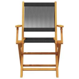 Berkfield Home Beautiful Folding Garden Chairs 4 pcs Black Solid Wood Acacia - thumbnail 4