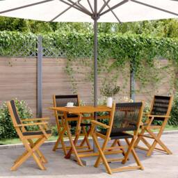 Berkfield Home Beautiful Folding Garden Chairs 4 pcs Black Solid Wood Acacia - thumbnail 2