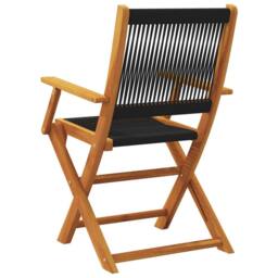 Berkfield Home Beautiful Folding Garden Chairs 4 pcs Black Solid Wood Acacia - thumbnail 6