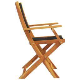 Berkfield Home Beautiful Folding Garden Chairs 4 pcs Black Solid Wood Acacia - thumbnail 5
