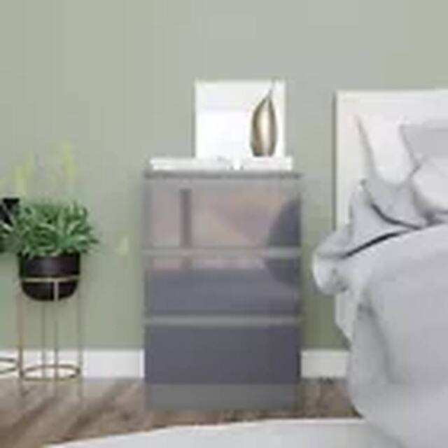 Havendro Grey + Grey 3 Drawer Wooden Bedroom Chest Cabinet No Handle - image 1