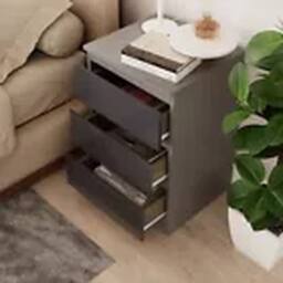 Havendro Grey + Grey 3 Drawer Wooden Bedroom Chest Cabinet No Handle - thumbnail 3