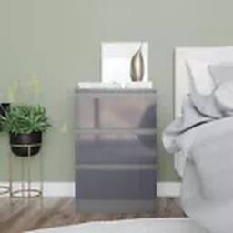 Havendro Grey + Grey 3 Drawer Wooden Bedroom Chest Cabinet No Handle - thumbnail 1