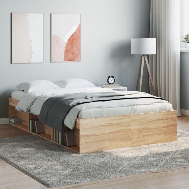 Berkfield Home Bed Frame Sonoma Oak 120x190 cm Small Double in Brown - image 1