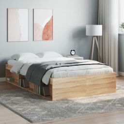 Berkfield Home Bed Frame Sonoma Oak 120x190 cm Small Double in Brown - thumbnail 1