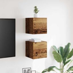 Berkfield Home Wall Mounted TV Cabinet 2 pcs Old Wood 30.5x30x30 cm in Brown - thumbnail 3