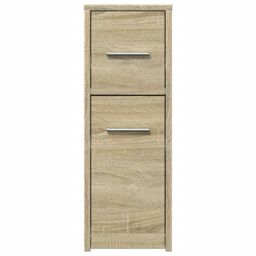 Berkfield Home Narrow Bathroom Cupboard with Wheels Sonoma Oak Engineered Wood in Brown - thumbnail 4