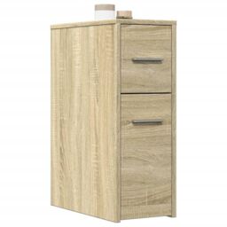 Berkfield Home Narrow Bathroom Cupboard with Wheels Sonoma Oak Engineered Wood in Brown - thumbnail 1