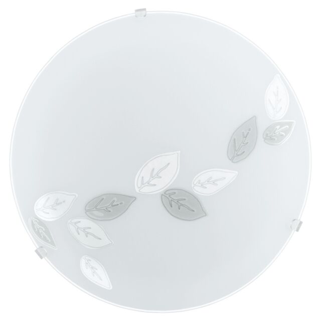 Loops Wall Flush Ceiling Light White Shade Leaf Design Satin Glass Bulb E27 1x60W - image 1