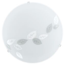Loops Wall Flush Ceiling Light White Shade Leaf Design Satin Glass Bulb E27 1x60W