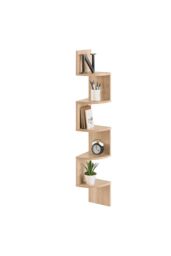 Living and Home 5 Tier Zigzag Corner Bookcase Floating Wall Shelf Bookshelf Storage Rack in Brown - thumbnail 5