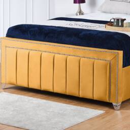UK Bed Furniture Fiona Gas Lift Storage Upholstered Bed with 48 Inch Headboard in Mustard - Size: King - thumbnail 3