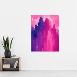 "Artery8 Abstract City Skyscrapers Pink Purple Cityscape Wall Art Print - Size: W24"" x H32""" - thumbnail 4