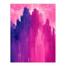 "Artery8 Abstract City Skyscrapers Pink Purple Cityscape Wall Art Print - Size: W24"" x H32""" - thumbnail 1