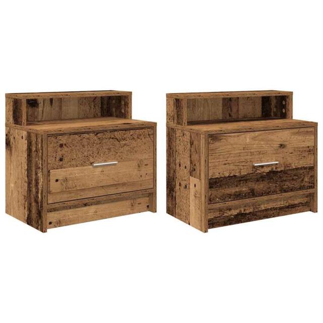 Berkfield Home Bedside Cabinets with Drawer 2 pcs Old Wood 51x31x47 cm in Brown - Size: 51 x 31 x 47 cm - image 1
