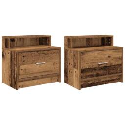 Berkfield Home Bedside Cabinets with Drawer 2 pcs Old Wood 51x31x47 cm in Brown - Size: 51 x 31 x 47 cm - thumbnail 1