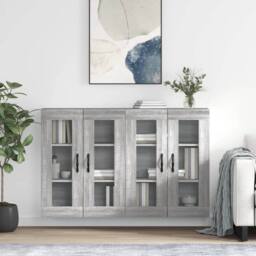 Berkfield Home Wall Mounted Cabinets 2 pcs Grey Sonoma Engineered Wood - thumbnail 2