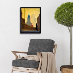 "Artery8 Wall Art Print 5th Avenue New York At Sunrise Watercolour Painting Art Framed in Black - Size: W12"" x H16""" - thumbnail 2