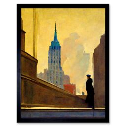 "Artery8 Wall Art Print 5th Avenue New York At Sunrise Watercolour Painting Art Framed in Black - Size: W12"" x H16""" - thumbnail 1