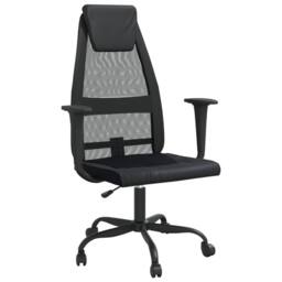Berkfield Home Office Chair Black Mesh Fabric & Faux Leather - thumbnail 2