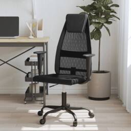 Berkfield Home Office Chair Black Mesh Fabric & Faux Leather