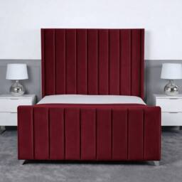 Living Comfort Bedz Imperial Winged Gas Lift Storage Upholstered Bed with 48Inch Headboard in Maroon - Size: King - thumbnail 2