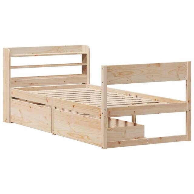 Berkfield Home Full Bed Frame without Mattress 75x190 cm Small Single Solid Wood Pine in Light Brown - image 1
