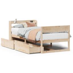 Berkfield Home Full Bed Frame without Mattress 75x190 cm Small Single Solid Wood Pine in Light Brown - thumbnail 3