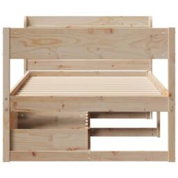Berkfield Home Full Bed Frame without Mattress 75x190 cm Small Single Solid Wood Pine in Light Brown - thumbnail 4
