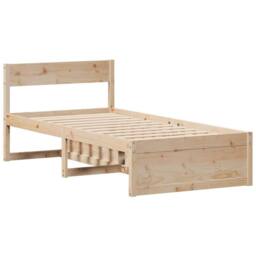 Berkfield Home Full Bed Frame without Mattress 75x190 cm Small Single Solid Wood Pine in Light Brown - thumbnail 5