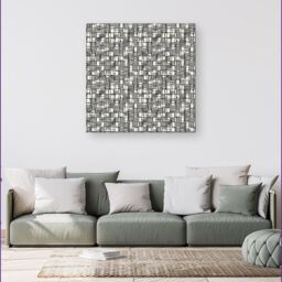 "Warren Reed - Designer Irregular Sketched Block Textured Canvas in Grey - Size: W16"" x H16""" - thumbnail 4