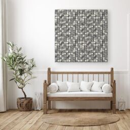 "Warren Reed - Designer Irregular Sketched Block Textured Canvas in Grey - Size: W16"" x H16""" - thumbnail 3
