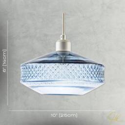 Happy Homewares Modern Glass Pendant Light Shade with Strip of 3D Shaped Diamonds in Blue - thumbnail 7