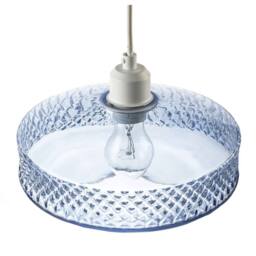 Happy Homewares Modern Glass Pendant Light Shade with Strip of 3D Shaped Diamonds in Blue - thumbnail 3