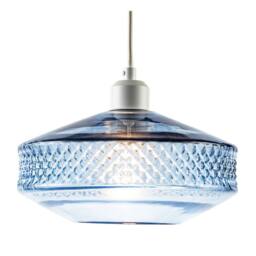 Happy Homewares Modern Glass Pendant Light Shade with Strip of 3D Shaped Diamonds in Blue - thumbnail 2