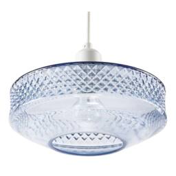 Happy Homewares Modern Glass Pendant Light Shade with Strip of 3D Shaped Diamonds in Blue - thumbnail 4