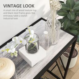 HOMCOM Industrial Console Table Couch Tables with Metal Frame in Grey - thumbnail 5
