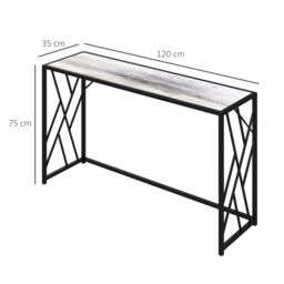 HOMCOM Industrial Console Table Couch Tables with Metal Frame in Grey - thumbnail 3