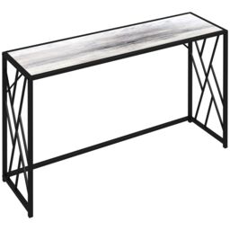 HOMCOM Industrial Console Table Couch Tables with Metal Frame in Grey - thumbnail 2