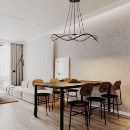 CGC Lighting Paraplu 1 Wave 90cm Matt Black LED Ceiling Pendant Light Chandelier - thumbnail 3