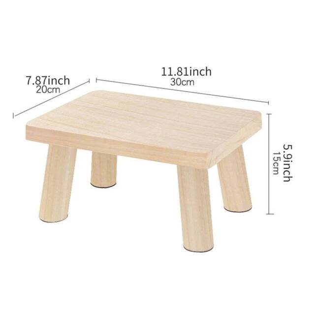 FORGEVIO Wood color (unpainted) Rectangle Wooden Footstool Small Step Stool in Natural - image 1