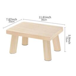 FORGEVIO Wood color (unpainted) Rectangle Wooden Footstool Small Step Stool in Natural