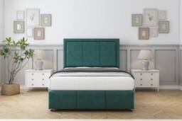 "Comfort Beds Savoy Plush Divan Base 4 Drawers - 54"" Headboard-Footboard in Emerald - Size: King" - thumbnail 3