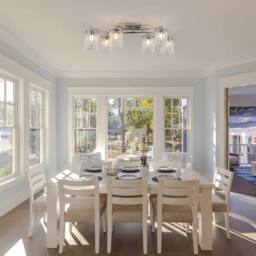 NIVOR 6 Light Crystal Flush Mount Ceiling Light E27 Chrome Chandelier in Metallic Silver - thumbnail 4