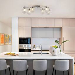 NIVOR 6 Light Crystal Flush Mount Ceiling Light E27 Chrome Chandelier in Metallic Silver - thumbnail 5