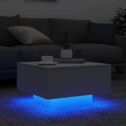 Berkfield Home Coffee Table with LED Lights White 55x55x31 cm - Size: 55 x 55 x 31 cm - thumbnail 4