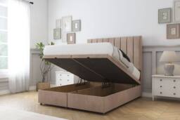 "Comfort Beds Tokyo Naples Ottoman Bed Base-54"" Floor Standing Headboard in Light Brown - Size: Small Single" - thumbnail 2