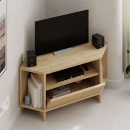 Decortie Viva' Modern Corner TV Unit for 34 Inches TVs in Natural - Size: 1 Pack - thumbnail 4