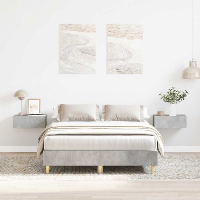 Berkfield Home Bed Frame No Mattress Concrete Grey 120x200 cm Engineered Wood - Size: Small Double - image 1